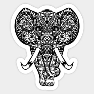 Vintage graphic vector Indian lotus ethnic elephant. African tribal ornament. Sticker